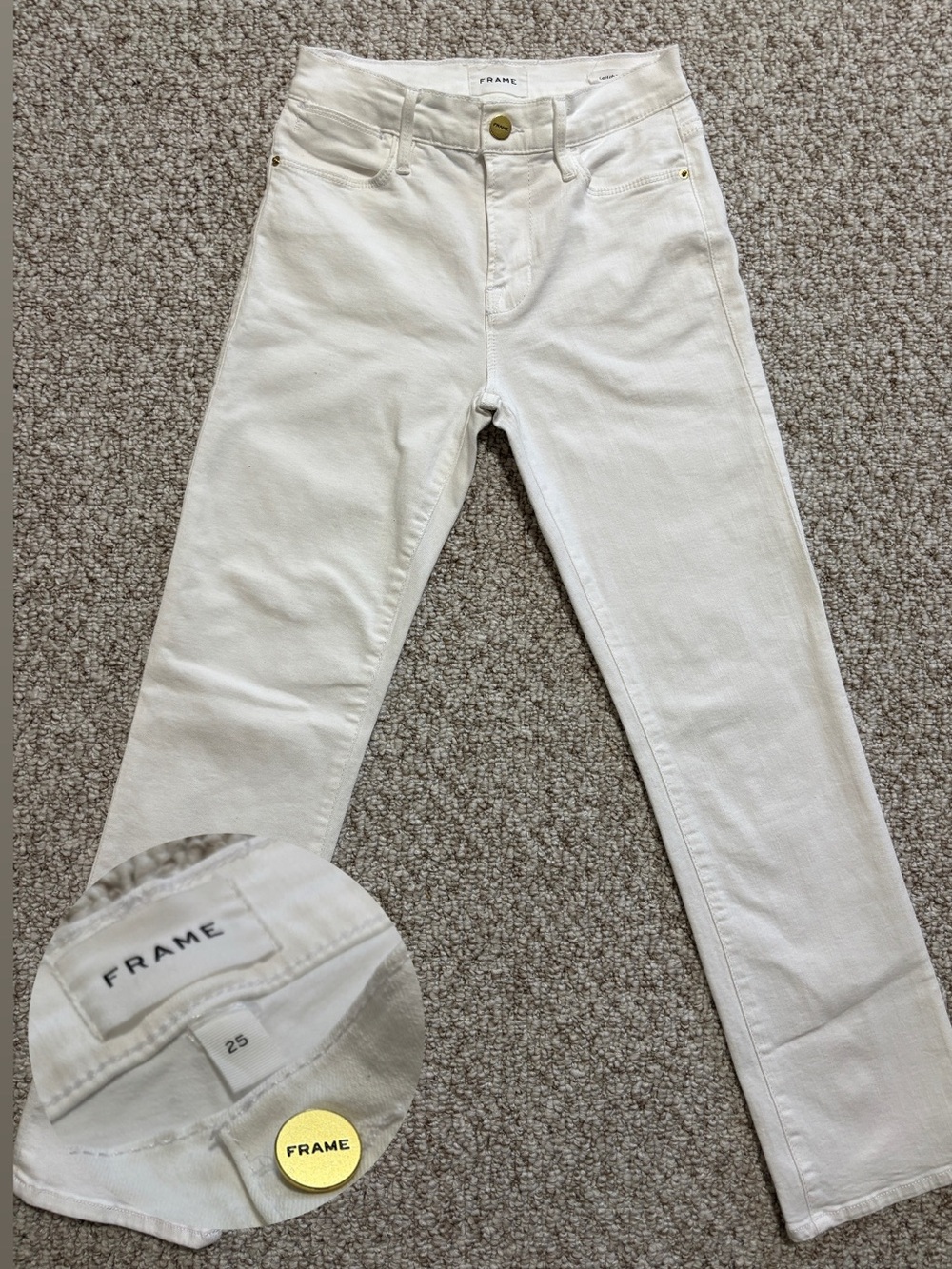 FRAME Le High Straight Jeans Women’s 25 Blanc White High Rise NWOT